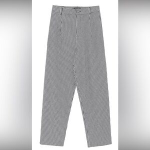 Zara high-waisted black gingham pant, size medium